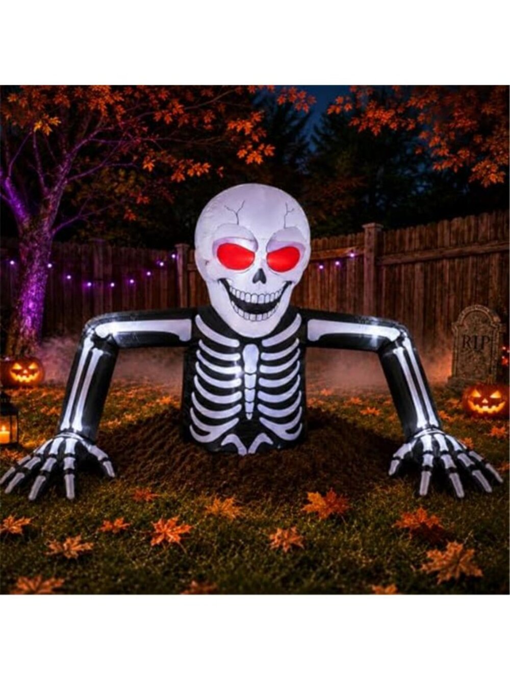 7.4Ft Halloween Inflatables Skeleton Outdoor Decorations with LED Lights
